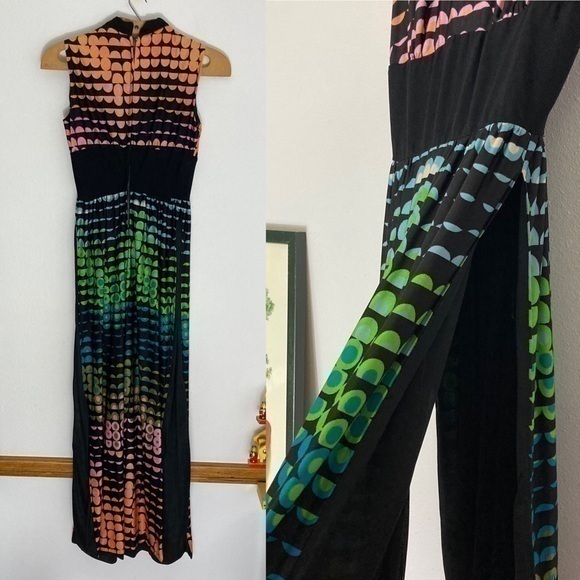 Vintage 60s spotted split maxi dress - Picture 1 of 16